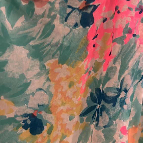 NWOT large fit and flare aqua and pink dress - Picture 5 of 10